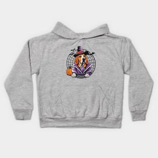 basset hound pumpkin Kids Hoodie